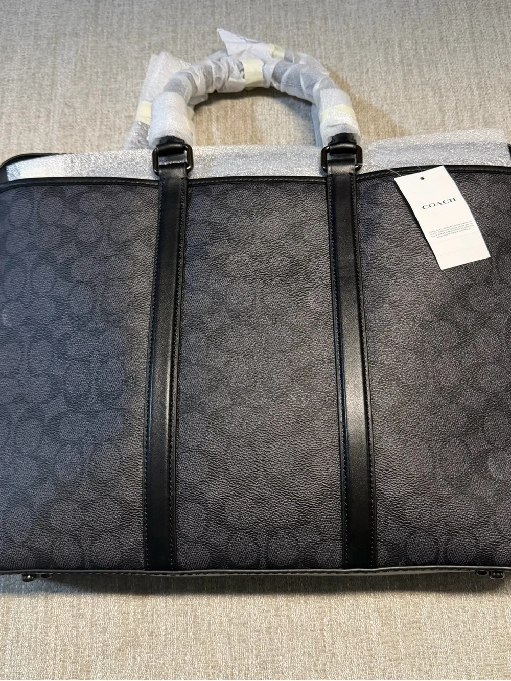 Coach Men's Women’s Unisex Slim Charcoal/Black Signature Briefcase Tote